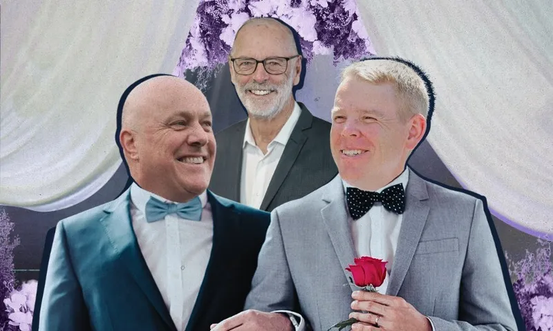 Chris Hipkins and Christopher Luxon wed, overseen by Wayne Brown