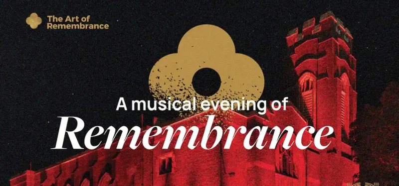 A promotional banner for a concert called Art of Remembrance.