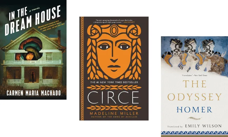 Three book covers descending.