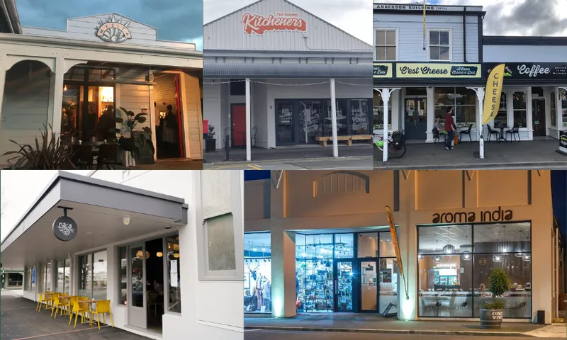 a collage of cafe and restaurant frontages in the Wairarapa region