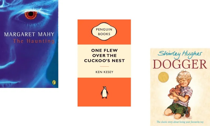 Three book covers descending.