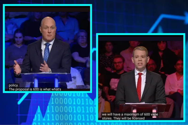 Christopher Luxon and Chris Hipkins agree on the number of vape stores in 2023.
