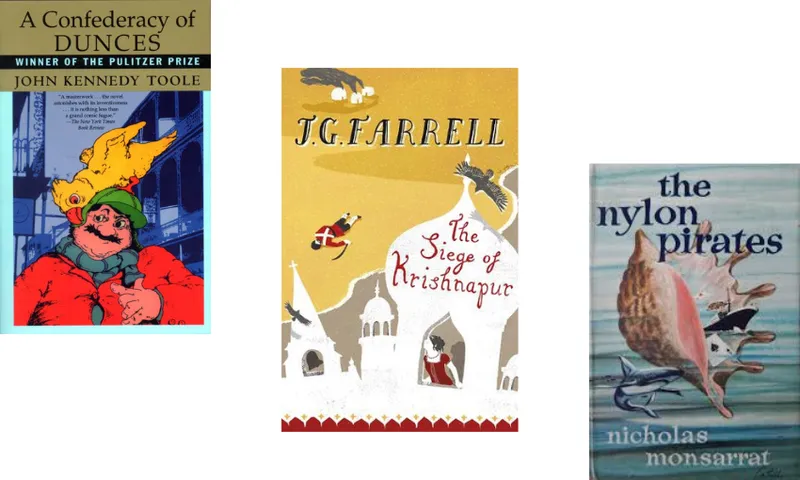 Three book covers descending.