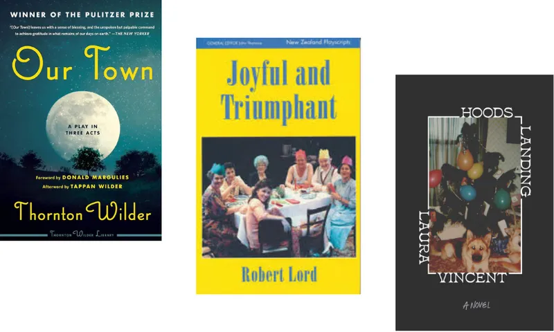 Three book covers descending.