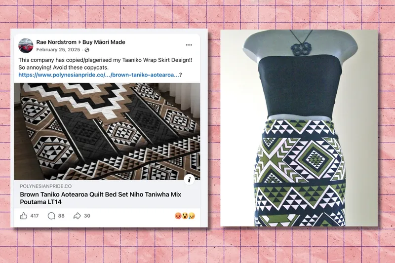 A comparison between a Polynesian Pride product and a Maori Designer's clothing