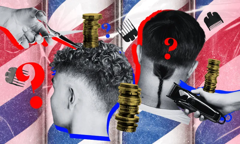 Trendy haircuts, money and clippers.