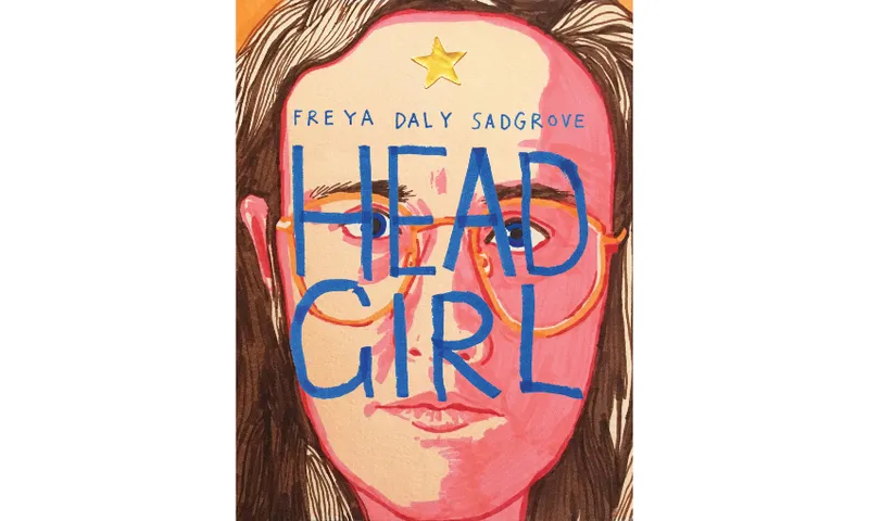 The cover of poetry collection Head Girl by Freya Daly Sadgrove which features a close up drawing of the writer with the title and other information written over top.