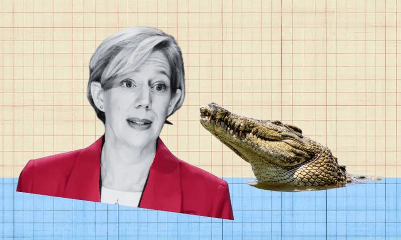 Anna Breman and a crocodile