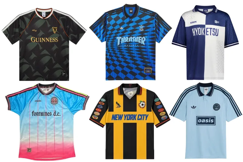 Guinness, Thrasher, Hyoketsu, Fotaines DC, New York City and OAsis Football Shirts