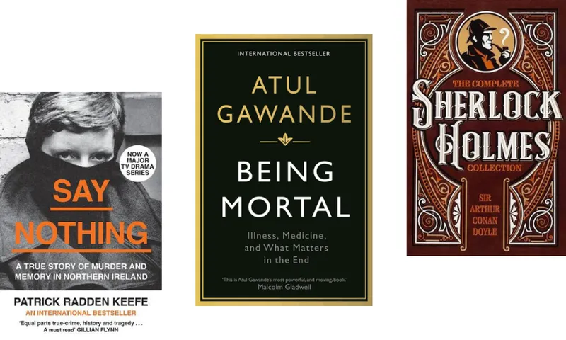 Three book covers ascending.