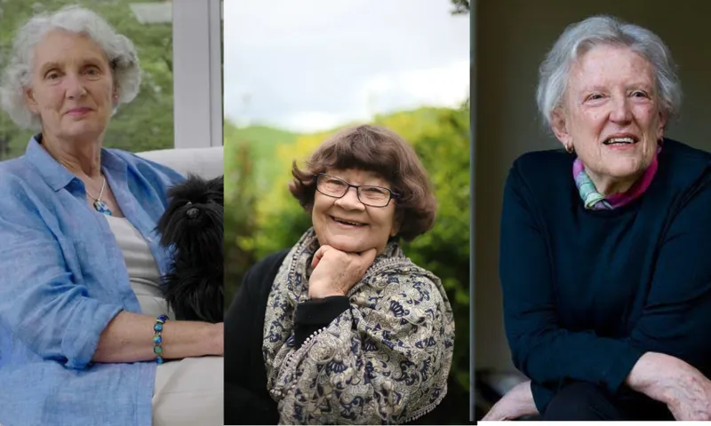 Three photos of three women writers: Lynley Dodd, Joy Cowley and Margaret Mahy.