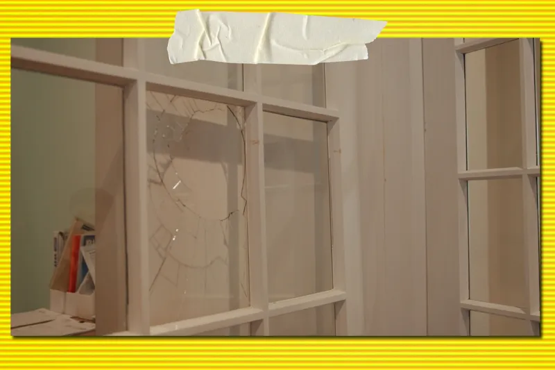 The broken French door at Kura's sisters house