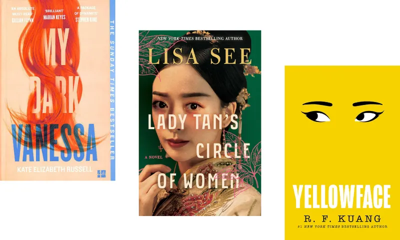Three book covers descending.