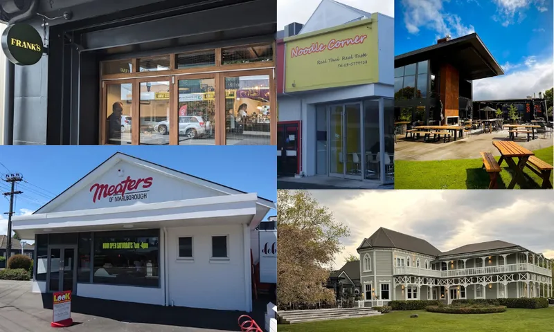 a colourful assortment of cafe and restaurant frontages in the Marlborough region
