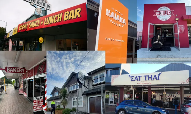 a colourful assortment of cafe and restaurant frontages in the Marlborough region