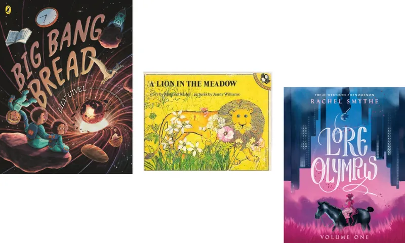 Three book covers descending.