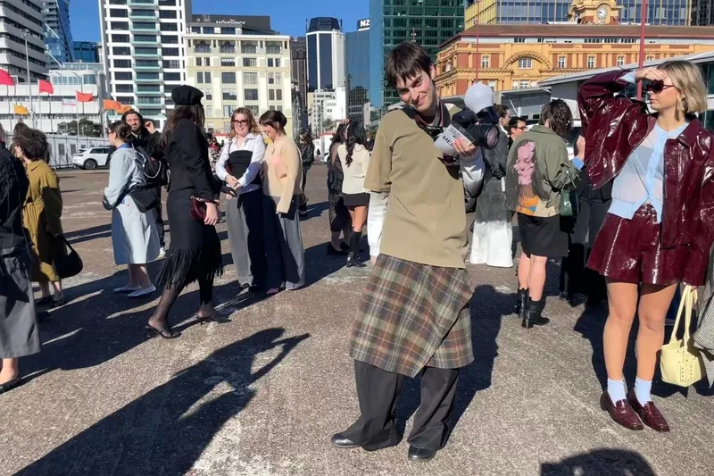Felix in the crowd outside Shed 10