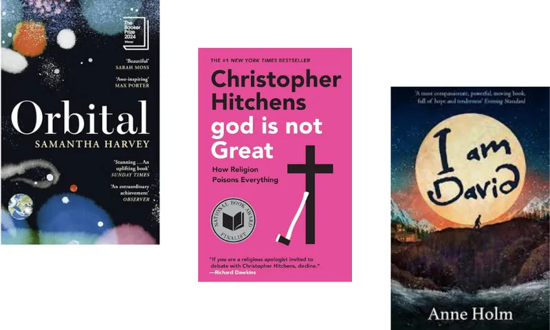 Three book covers descending.
