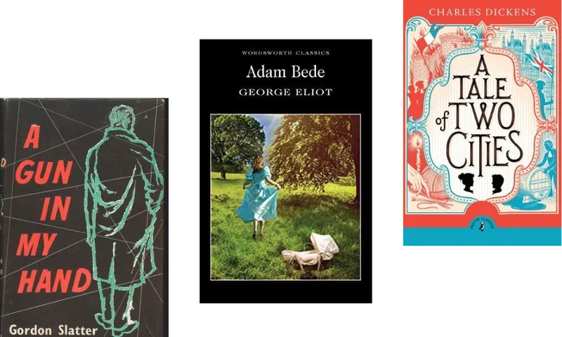 Three book covers ascending.