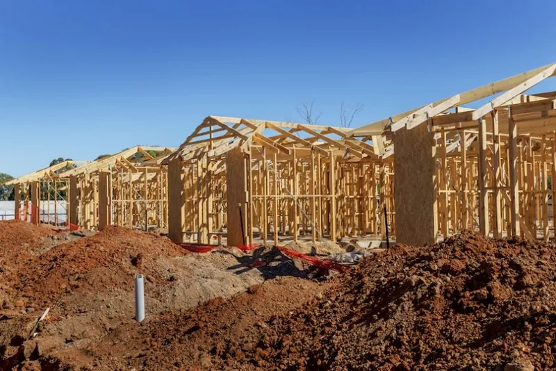 New homes being constructed on a site