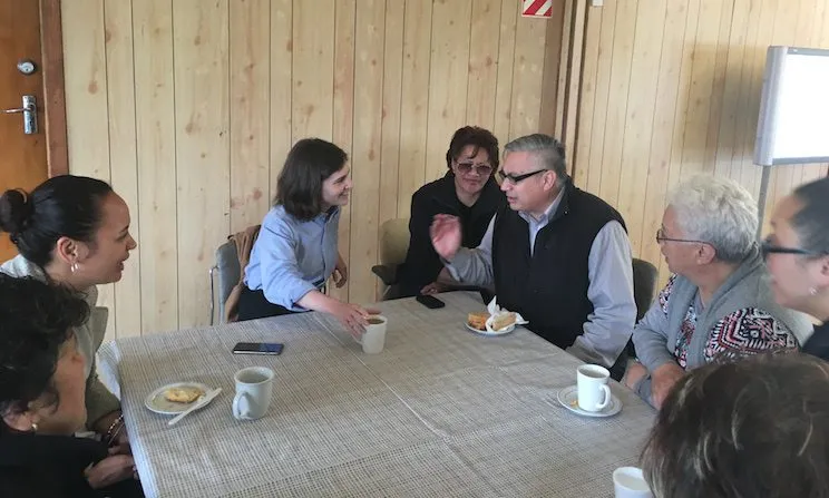 Chlöe Swarbrick chats with attendees following the Whare Waatea debate.
