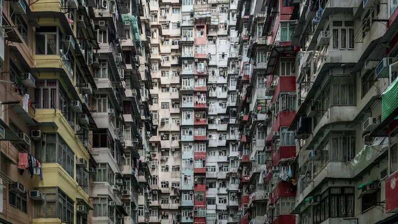 Crowded apartment buildings in Hong Kong