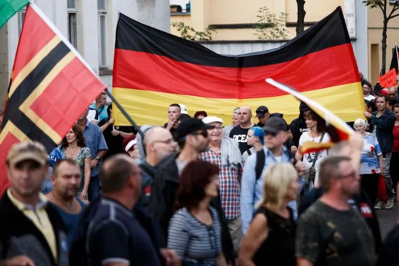 Right-Wing And Counter Demonstrators Protest In Koethen Following Death Of German Man