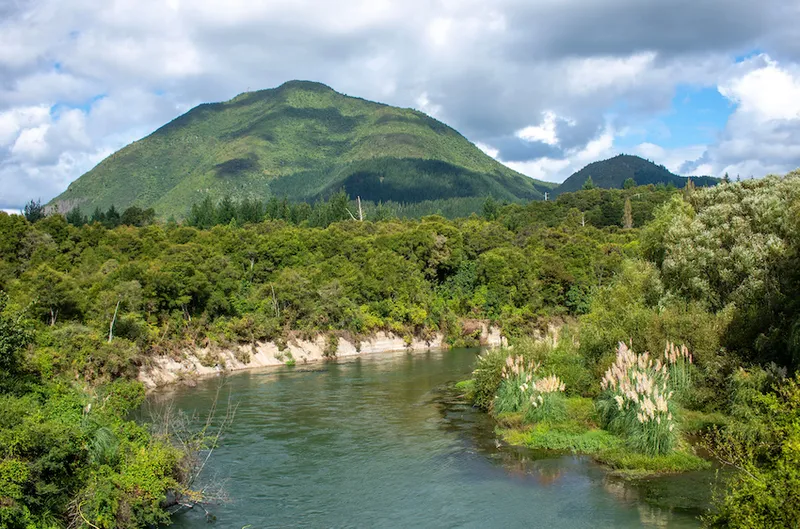 Beautiful view of the Tarawera River in Kawerau, New Zealand