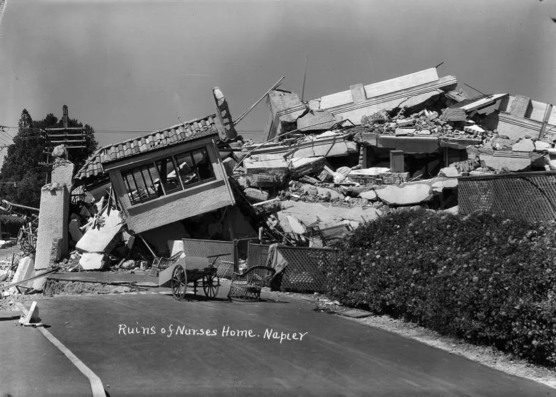 Ruins of the Napier Nurses Home, after the 1931 earthquake