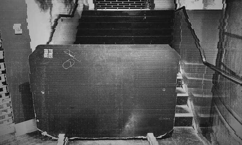 A boarded off stairwell at Sky World
