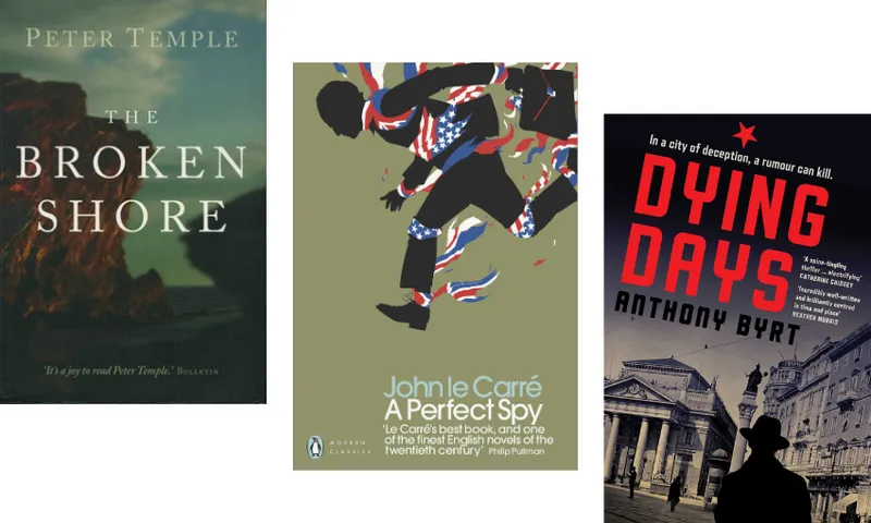 Three book covers descending.