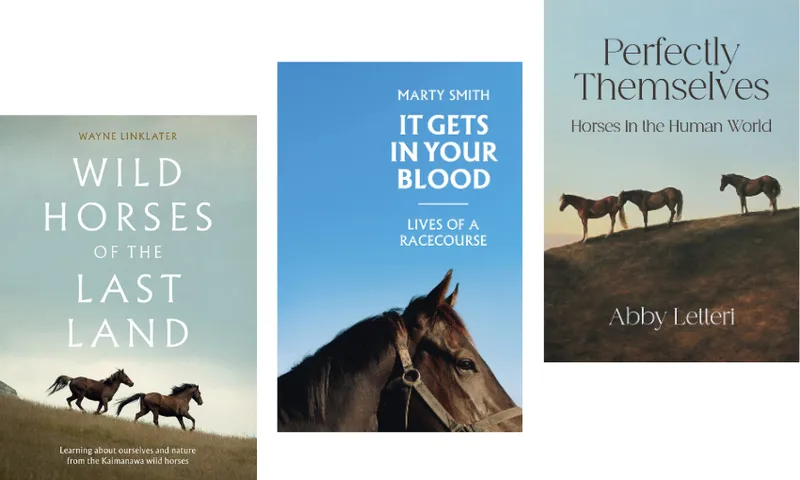 Three book covers each about horses and featuring horses on the cover.