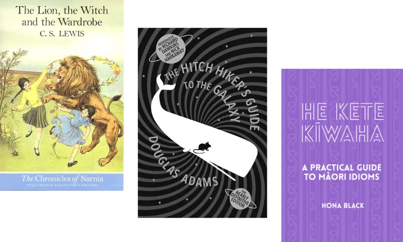 Three book covers descending.