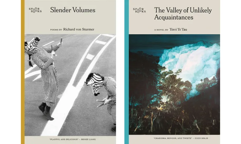 Two book covers side by side to show the continuity of design between Spoor Books' publications.