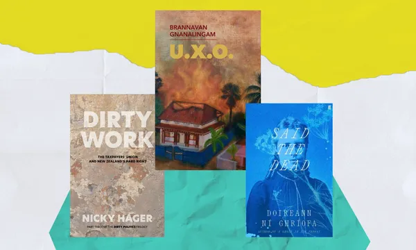 Three books arranged in descending order from left to right.