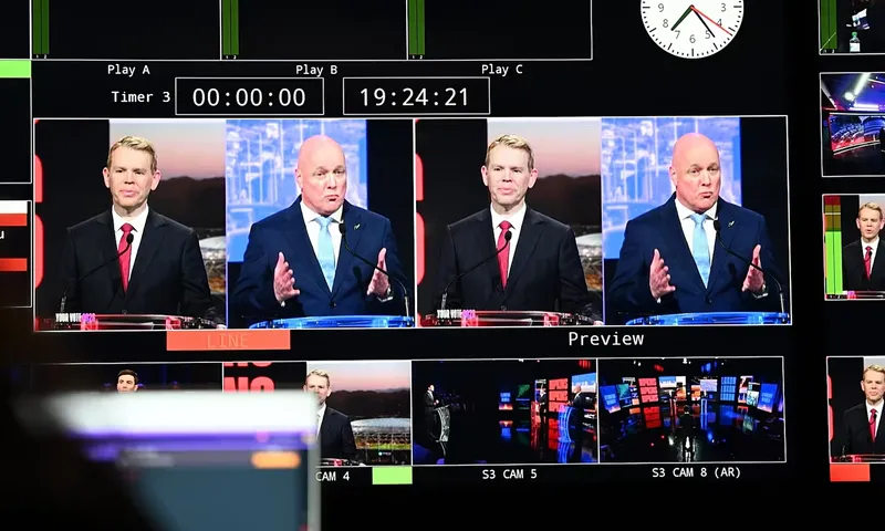 Chris Hipkins and Christopher Luxon debating at TVNZ