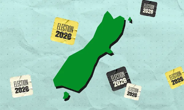 A stylised map of the Te Tai Tonga Māori electorate surrounded by Election 2026 graphics.
