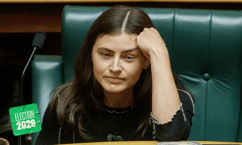 Greens co-leader Chlöe Swarbrick rests her head on her hand. 
