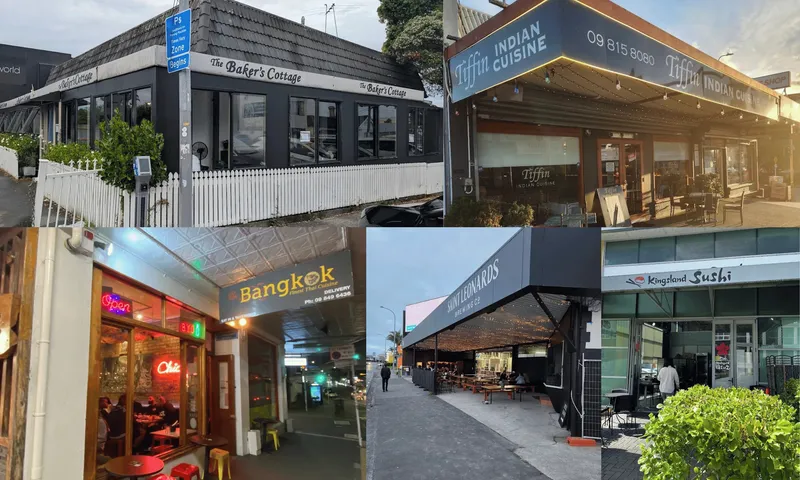 a collection of mostly black-signed hospitality shopfronts in Morningside and Kingsland