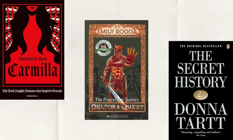 Three books arranged in descending order from left to right.