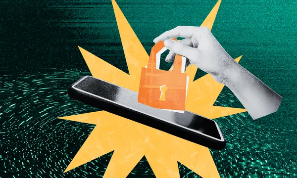 Digital exclusion concept image showing a smartphone and a padlock