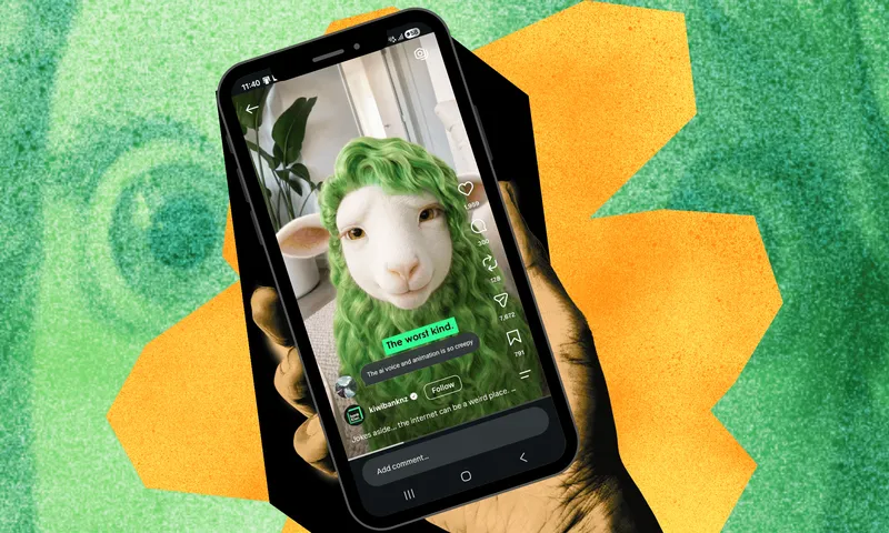 Buck, Kiwibank's green-haired sheep mascot, looks worried in a video about the recent attention she has got online.