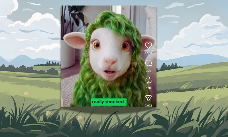 Buck, Kiwibank's green-haired sheep mascot, looks worried in a video about the recent attention she has got online.
