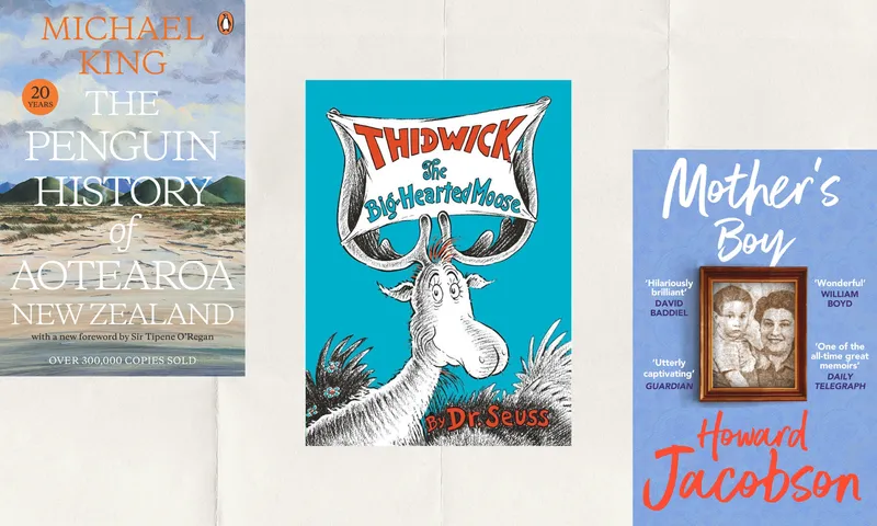 Three books arranged in descending order from left to right.