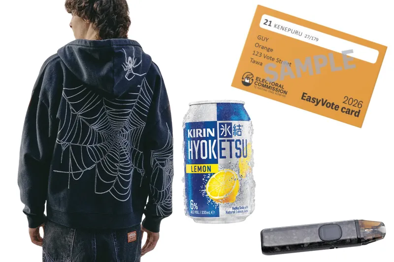 A hoodie, RTD, Easy Vote card and a vape.