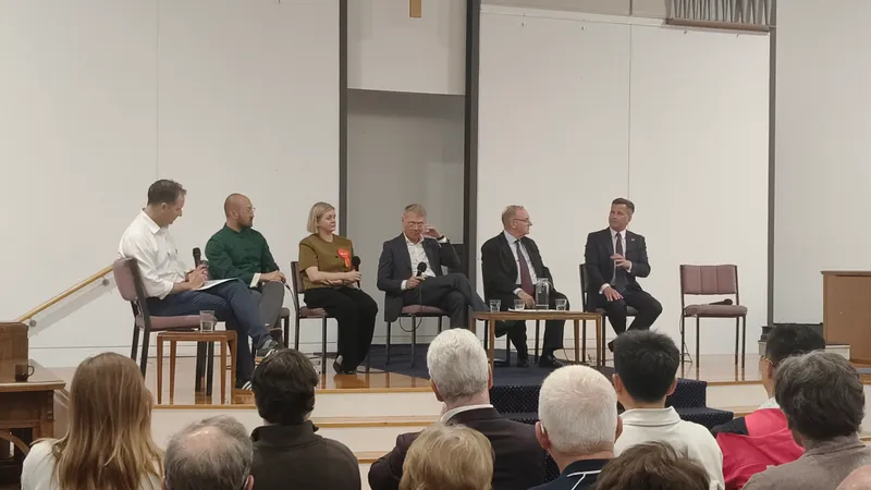 Tim Watkin, Lawrence Xu-Nan, Camilla Belich, Paul Goldsmith, Martin Gummer and David Seymour at the Epsom debate last week.